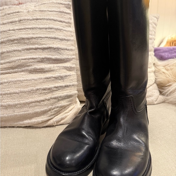 Ann Demeulemeester Black Leather Riding Boots Made in Italy size 38 1/2 - Picture 3 of 13